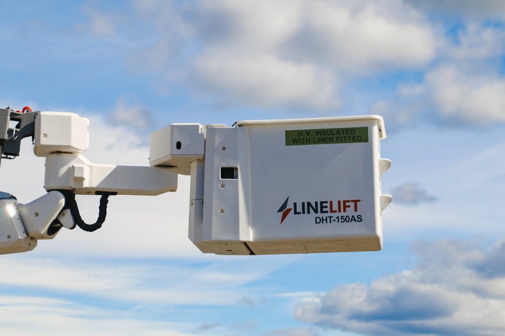 Elevated work platform being used within its certified wind speed rating.